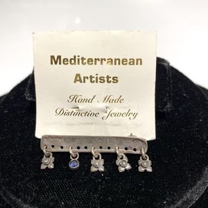 Sterling silver and sapphire bar pin